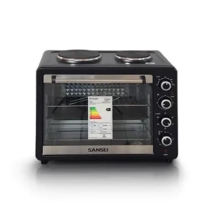 Sansei Horno Electrico con 2 hornallas, 63 litros